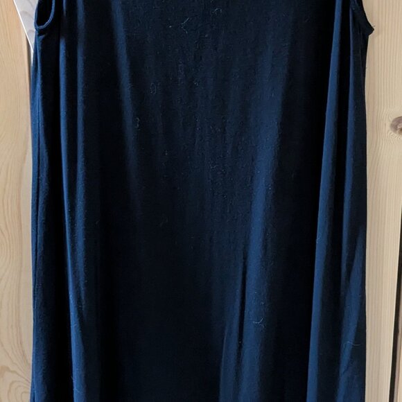 Eileen Fisher Tank Dress Medium Black Jersey Swing Sleeveless Viscose Crewneck - Picture 3 of 9